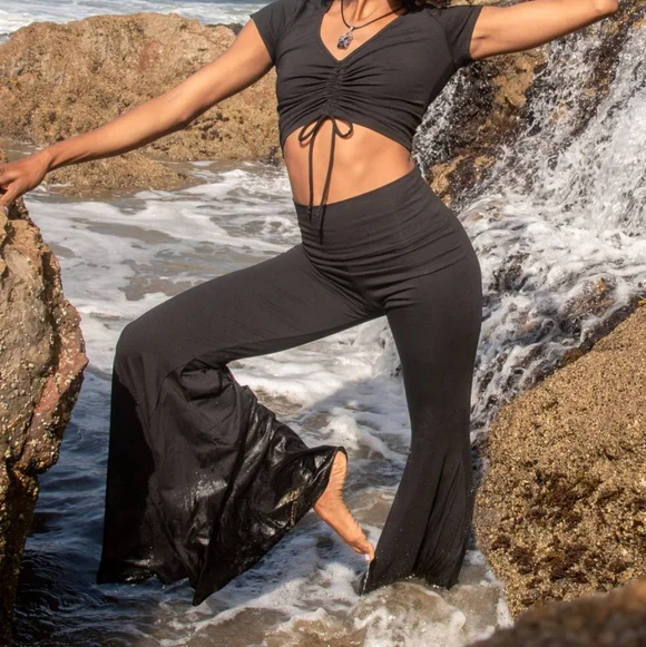 Black Bamboo Super Bell Bottoms - Picture 3 of 8